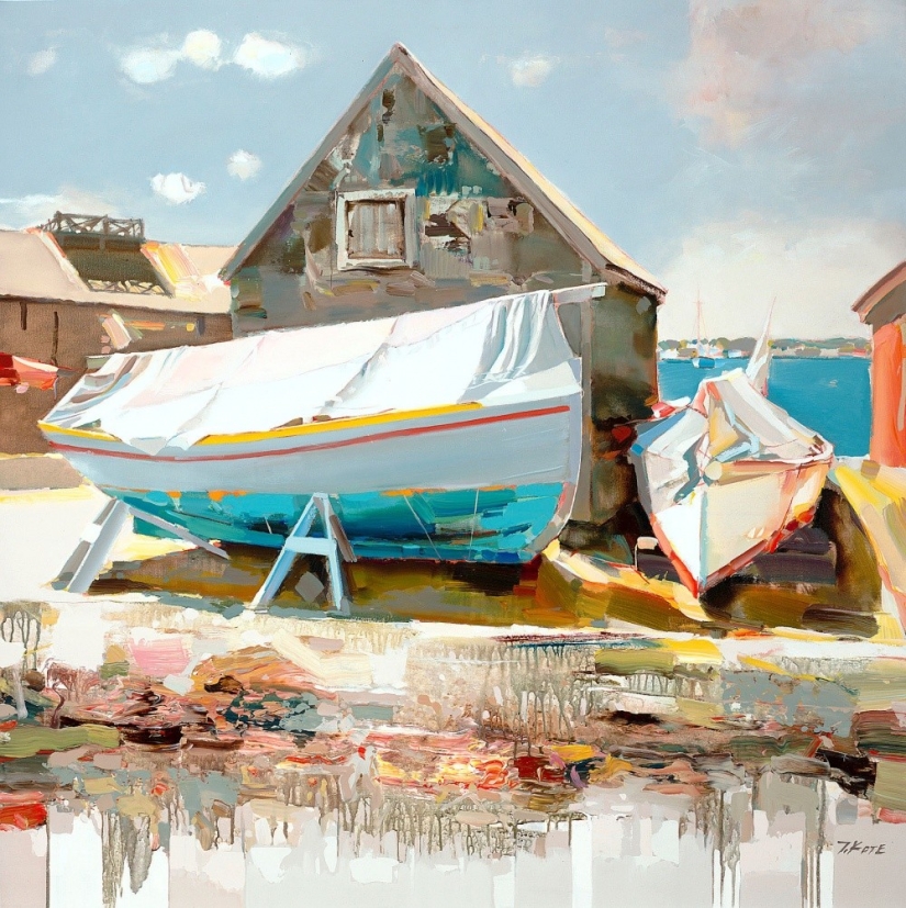 Artist Joseph Cote, who paints in oil as if it were a watercolor Artist Joseph Cote, who paints in oil as if it were a watercolor