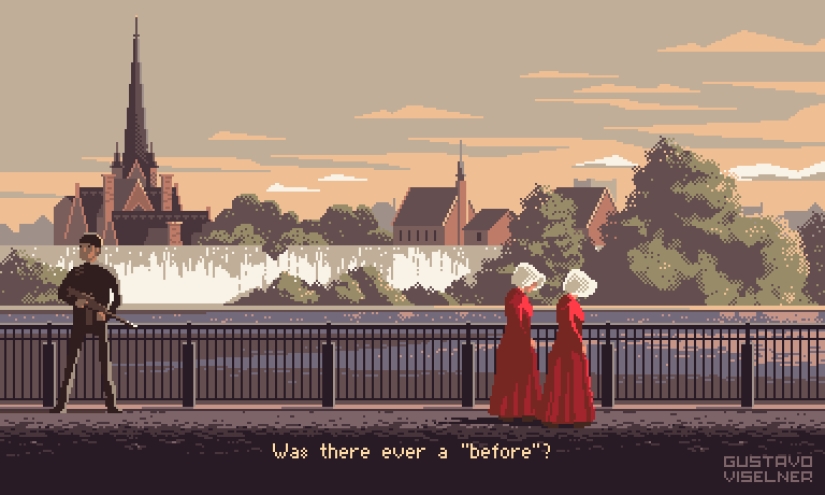 Artist redraws stills from the TV series in the style of ancient computer games Artist redraws stills from the TV series in the style of ancient computer games