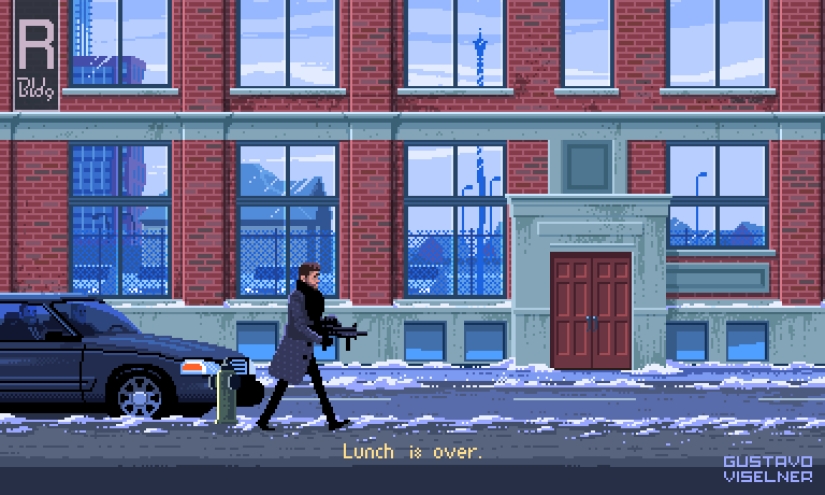 Artist redraws stills from the TV series in the style of ancient computer games Artist redraws stills from the TV series in the style of ancient computer games