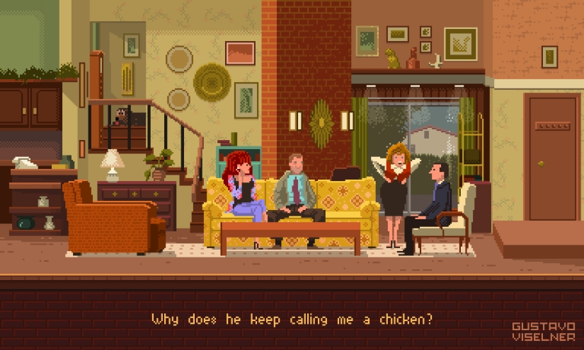 Artist redraws stills from the TV series in the style of ancient computer games Artist redraws stills from the TV series in the style of ancient computer games