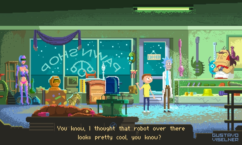 Artist redraws stills from the TV series in the style of ancient computer games Artist redraws stills from the TV series in the style of ancient computer games