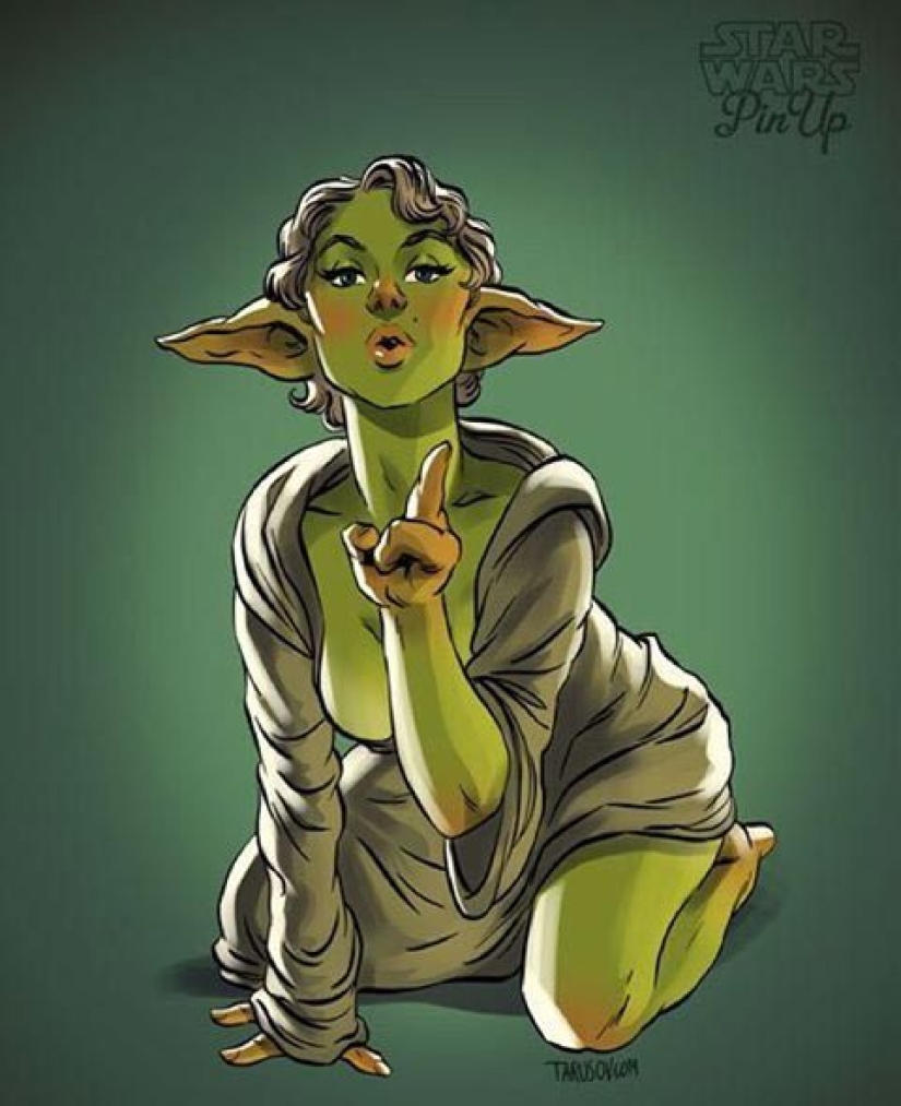 Artista ruso cambió el género de los protagonistas de "Star wars" y dibujó en el estilo de las pin-up