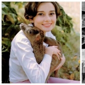 Audrey Hepburn and her fawn named Pippin