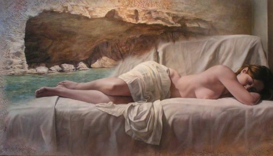 Belleza femenina en pinturas inusuales de Pascal Chauvet