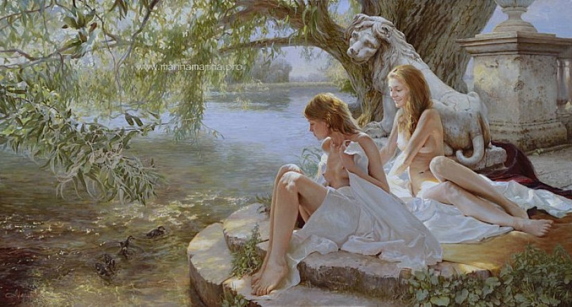 Belleza y ternura femenina en las pinturas de la artista Marina Marina