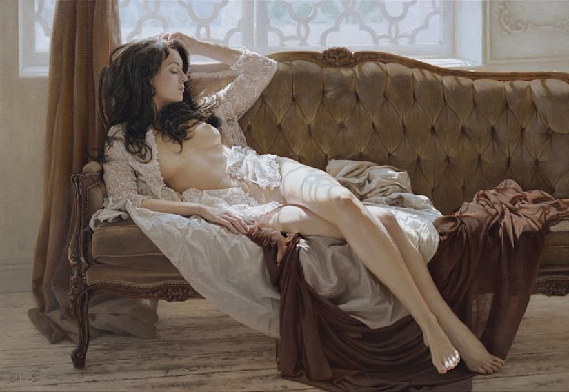 Belleza y ternura femenina en las pinturas de la artista Marina Marina