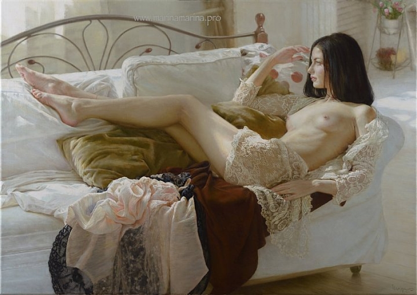 Belleza y ternura femenina en las pinturas de la artista Marina Marina