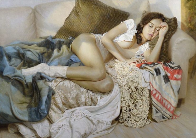 Belleza y ternura femenina en las pinturas de la artista Marina Marina