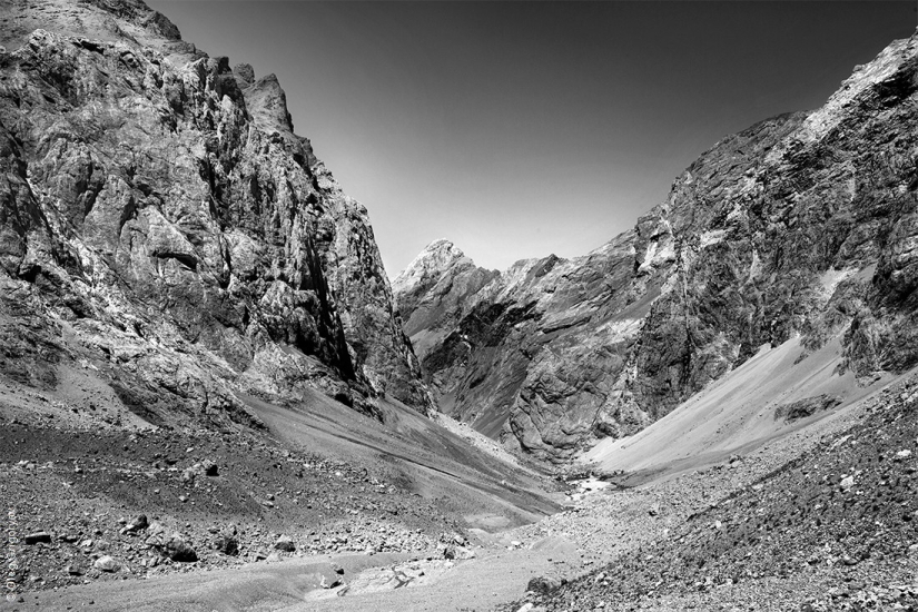 Black and white photography of mountains