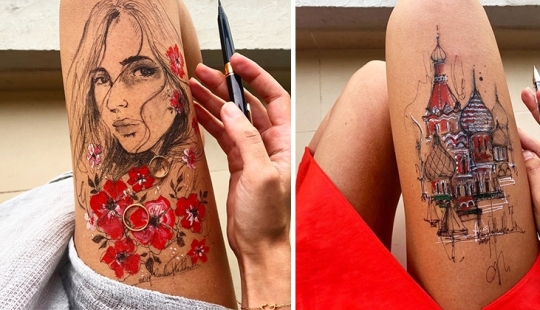 Body art on the hips from the Jordanian artist Randa Haddadin