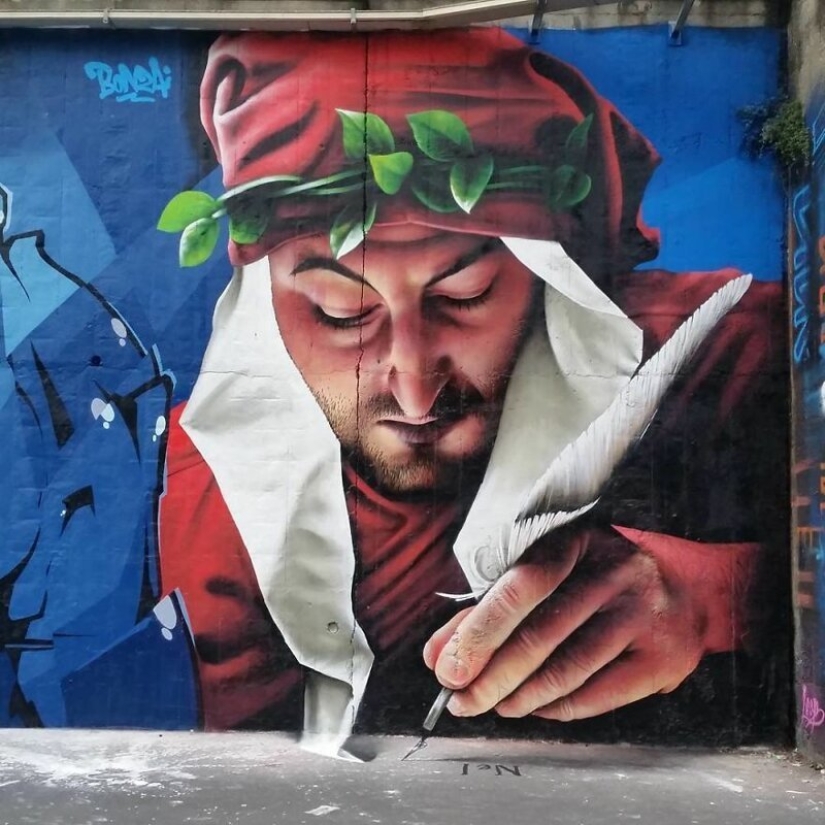 Callejero interactivo de arte: el artista entra en 3D pinturas en la calle Callejero interactivo de arte: el artista entra en 3D pinturas en la calle