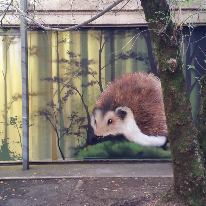 Callejero interactivo de arte: el artista entra en 3D pinturas en la calle Callejero interactivo de arte: el artista entra en 3D pinturas en la calle