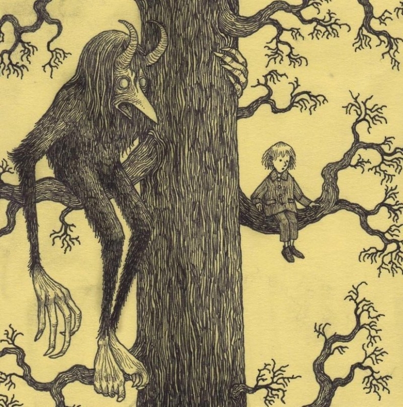 Children's nightmares in the drawings of horror master John Mortensen