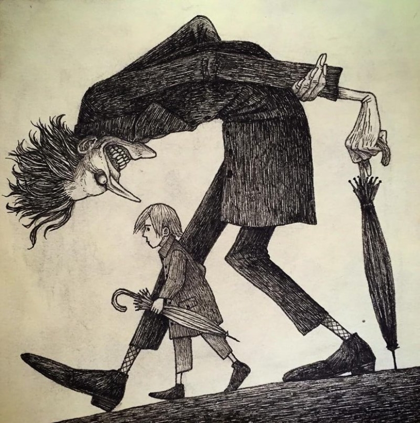 Children's nightmares in the drawings of horror master John Mortensen