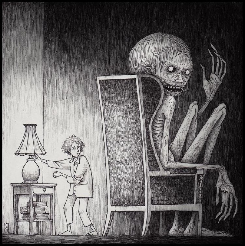 Children's nightmares in the drawings of horror master John Mortensen