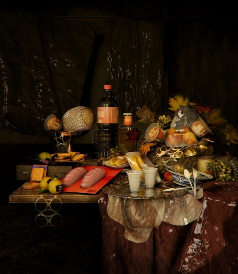 Clásico de plástico: pinturas famosas artículos en envases de plástico