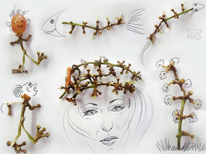 Cómo se ven los dibujos de alimentos y artículos improvisados