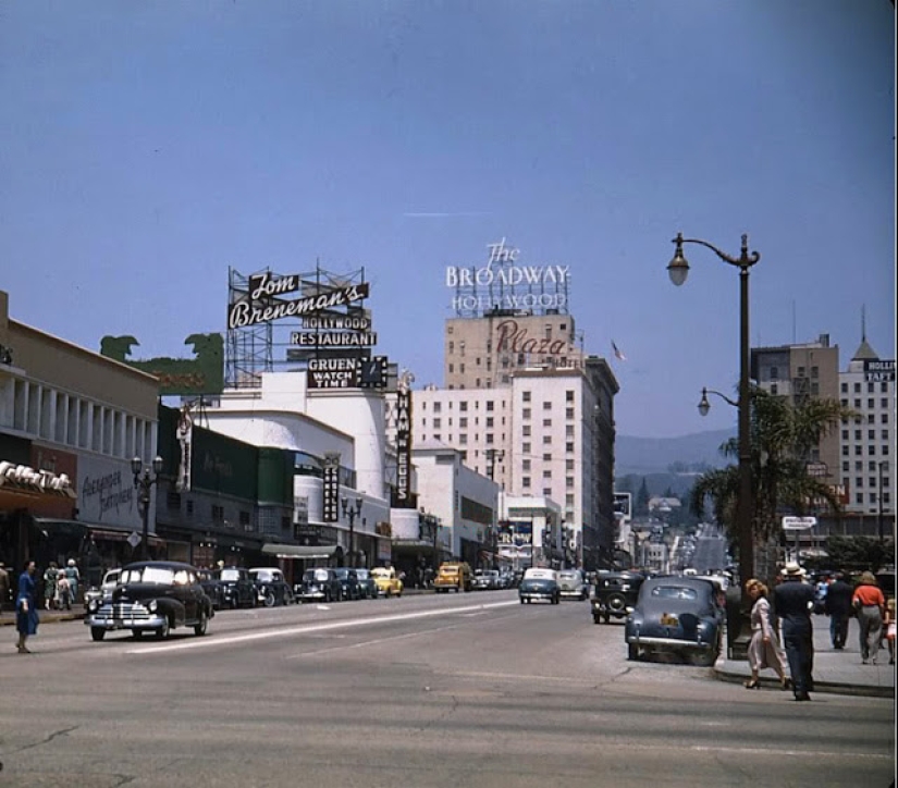 Color photographs of peaceful Los Angeles during and after World War II