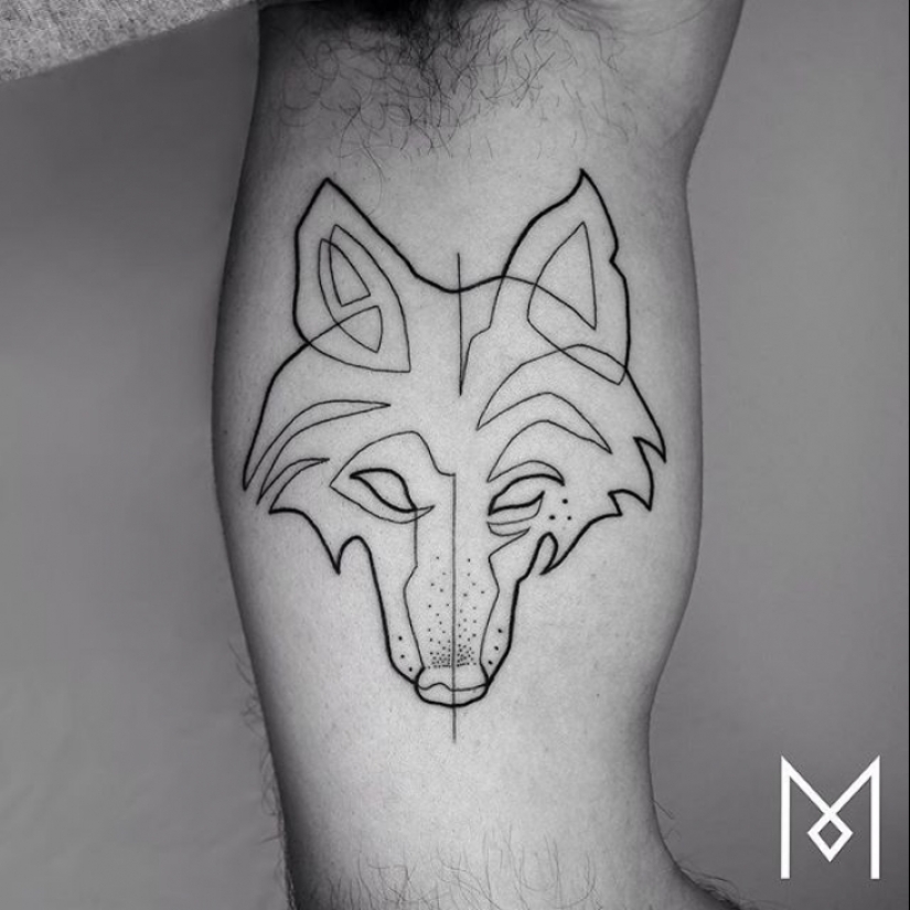 Cool minimalistic tattoos drawn in one line