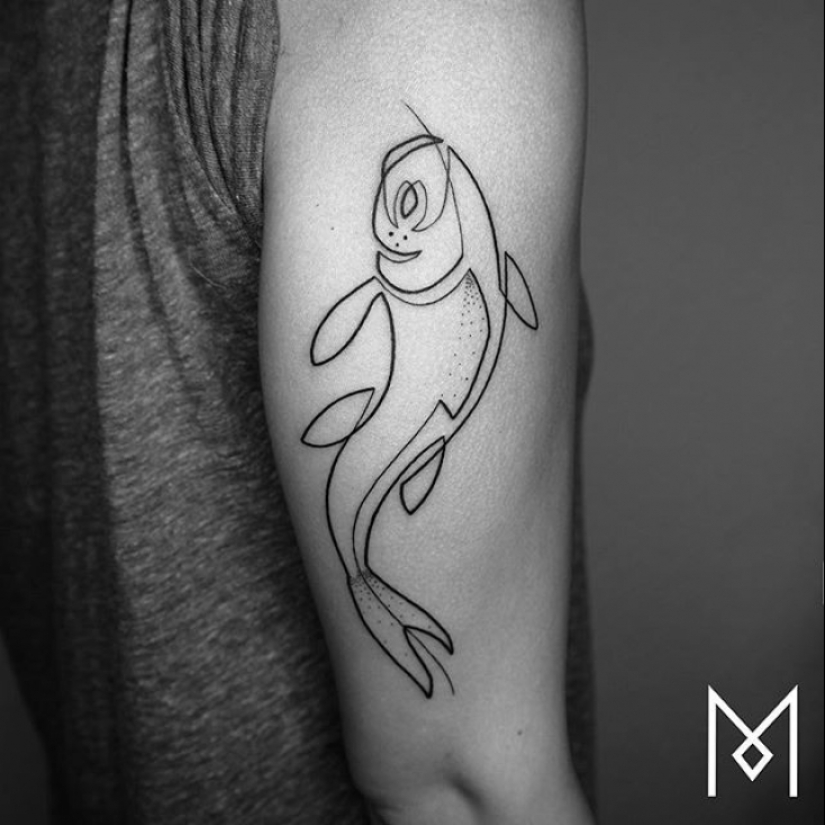Cool tatuajes minimalistas dibujados en una línea
