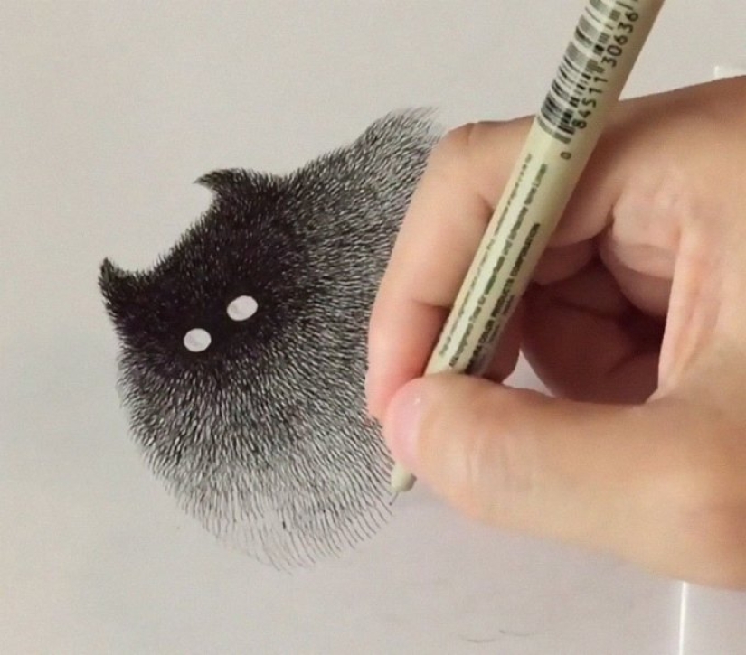 Cute fluffiness: charming cats drawn with a gel pen Cute fluffiness: charming cats drawn with a gel pen