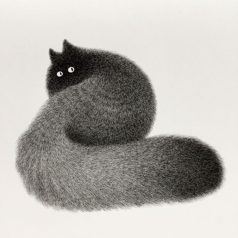 Cute fluffiness: charming cats drawn with a gel pen Cute fluffiness: charming cats drawn with a gel pen