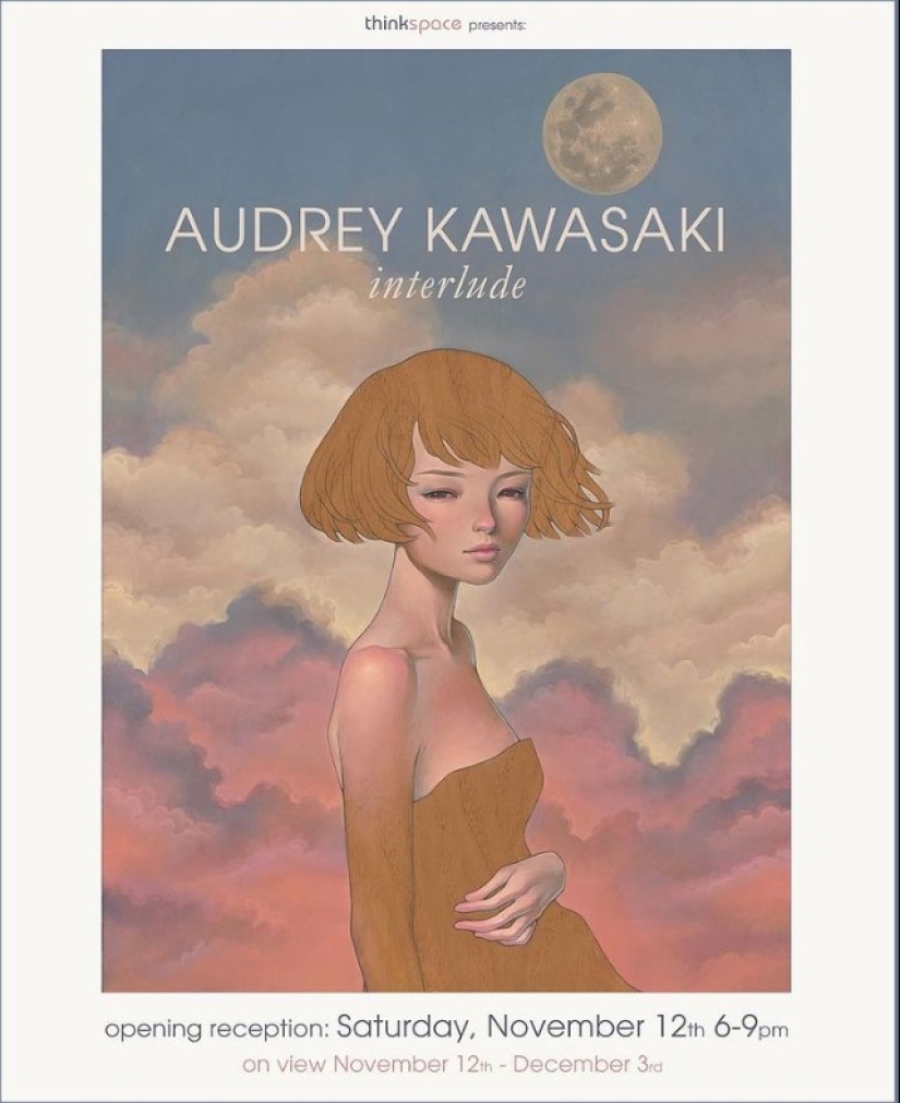 Delicadas y seductoras pinturas en madera de Audrey Kawasaki