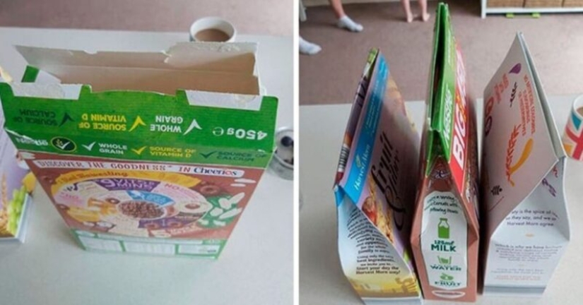 Detailed instructions on how to properly close the cardboard packaging with cereals Detailed instructions on how to properly close the cardboard packaging with cereals