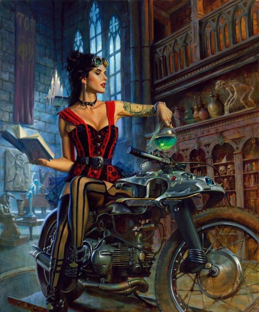 Dios Moto de arte David UHL y su belleza Harley-Davidson