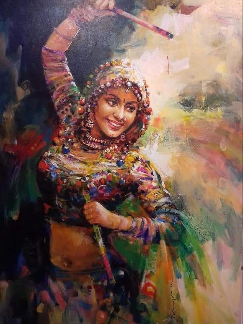 Dioses, personas y épocas en las pinturas del artista Vishal Gurjal