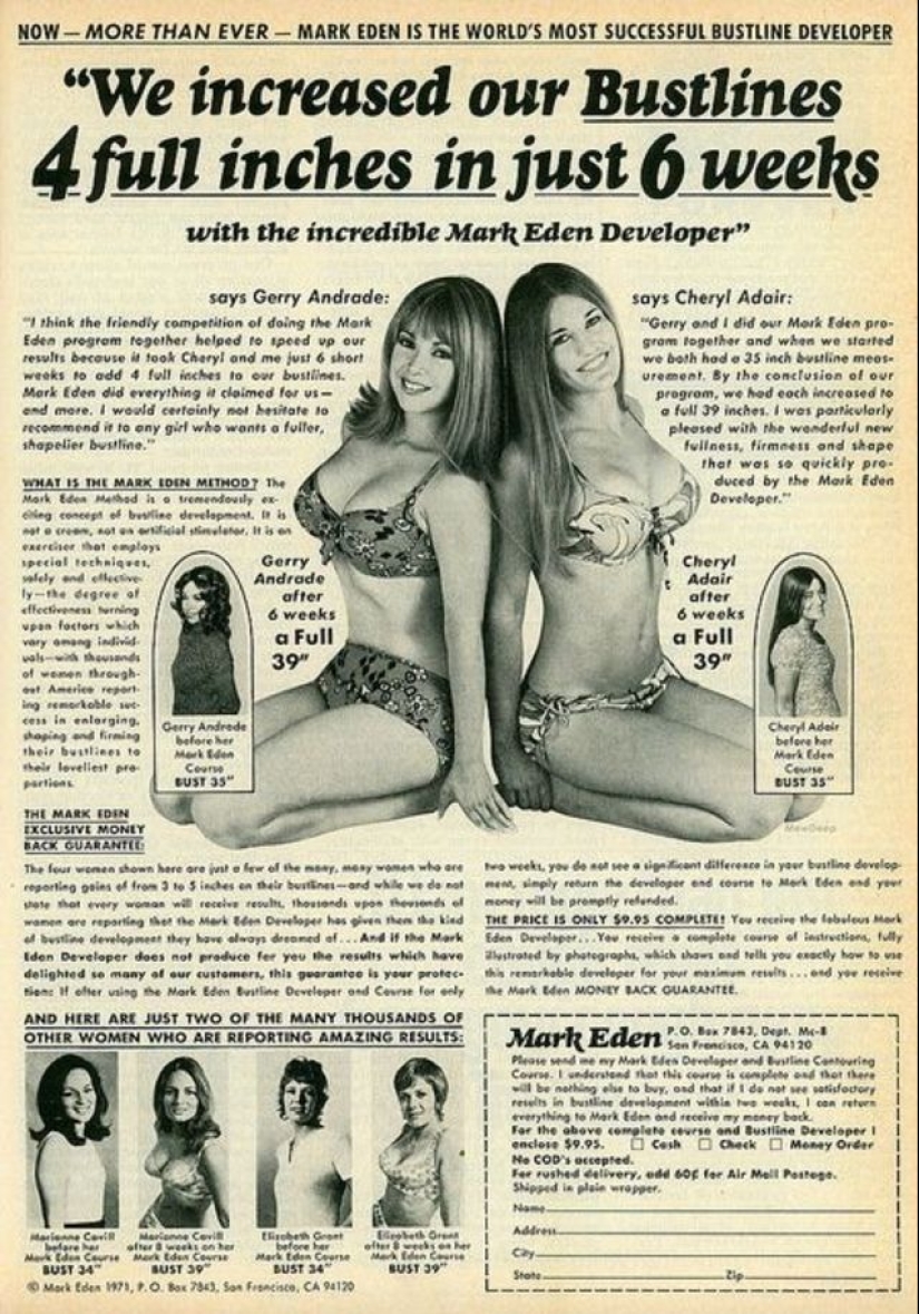 Dispositivo de milagro vintage para el aumento de senos, cuyo efecto fue creído por cientos de miles de mujeres