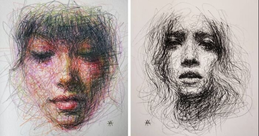 Doodle Liz Y Ahmet: artist creates unusual portraits of women from Karakul
