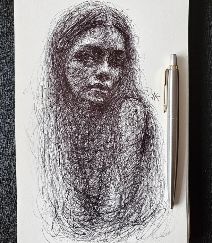 Doodle Liz Y Ahmet: artist creates unusual portraits of women from Karakul