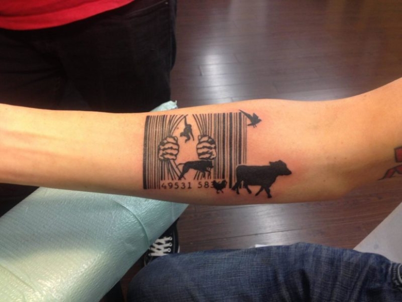 "Eat your salad — don't mess with guys": what is a tattoo cover themselves vegans "Eat your salad — don't mess with guys": what is a tattoo cover themselves vegans