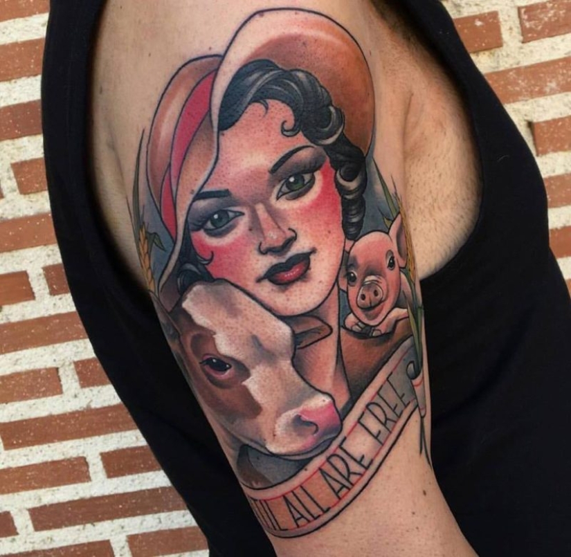 "Eat your salad — don't mess with guys": what is a tattoo cover themselves vegans "Eat your salad — don't mess with guys": what is a tattoo cover themselves vegans