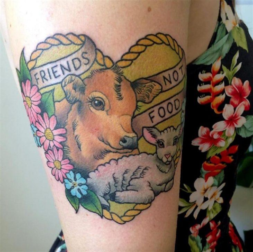 "Eat your salad — don't mess with guys": what is a tattoo cover themselves vegans "Eat your salad — don't mess with guys": what is a tattoo cover themselves vegans
