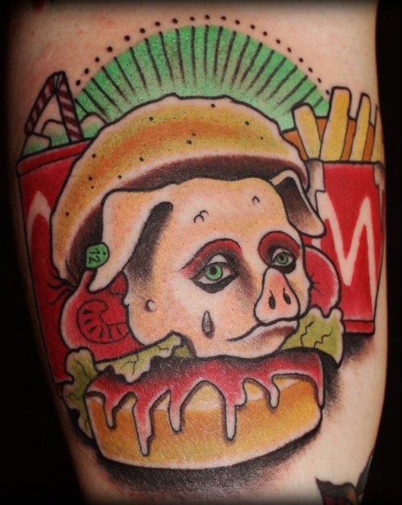 "Eat your salad — don't mess with guys": what is a tattoo cover themselves vegans "Eat your salad — don't mess with guys": what is a tattoo cover themselves vegans