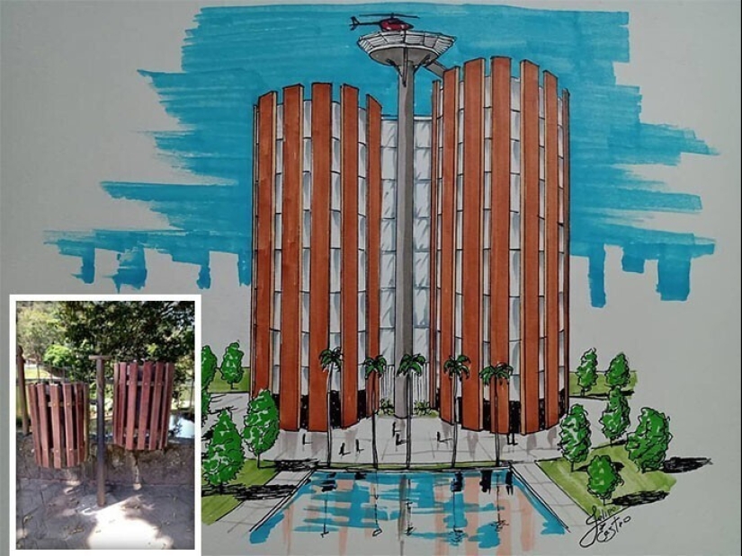 El arquitecto de Brasil atrae surrealista edificios inspirados por los objetos familiares