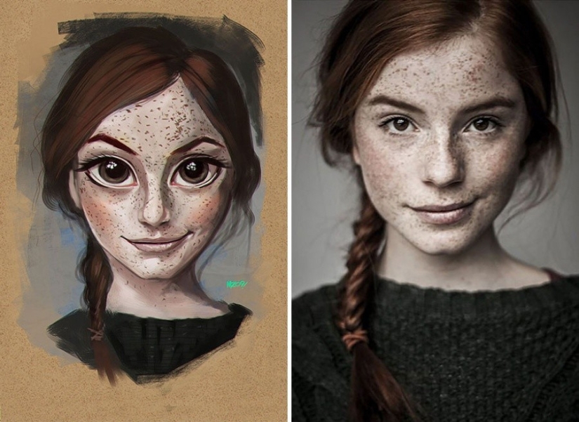 El artista convierte fotos de personas al azar en ilustraciones increíbles