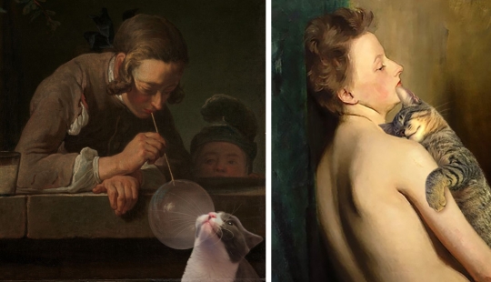 El artista hizo que las pinturas de los viejos maestros fueran aún mejores agregando gatos allí El artista hizo que las pinturas de los viejos maestros fueran aún mejores agregando gatos allí