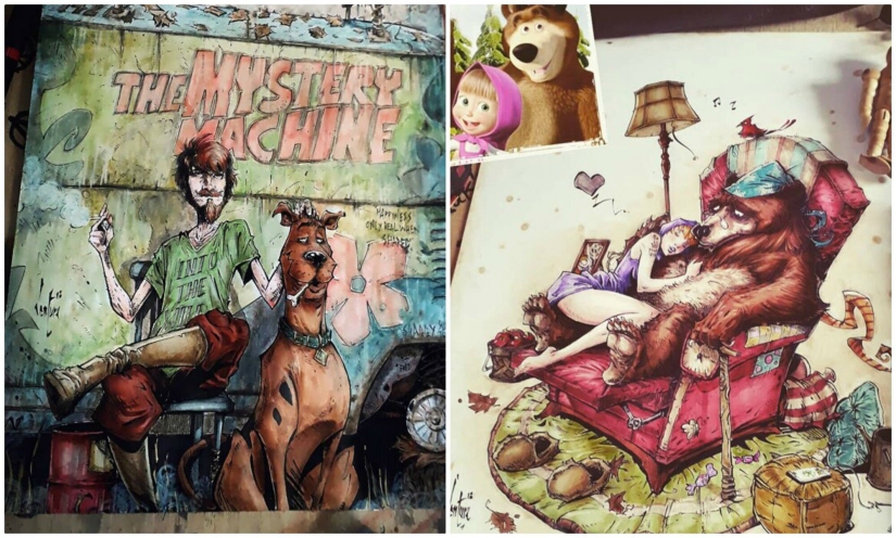 En el lado oscuro: Marcelo Ventura y sus dibujos de los personajes de la cultura pop en un oscuro estilo comic