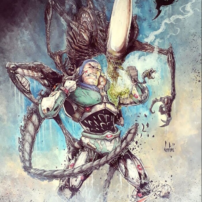 En el lado oscuro: Marcelo Ventura y sus dibujos de los personajes de la cultura pop en un oscuro estilo comic