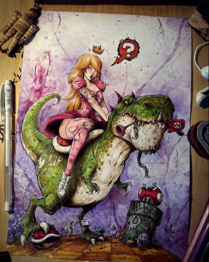 En el lado oscuro: Marcelo Ventura y sus dibujos de los personajes de la cultura pop en un oscuro estilo comic