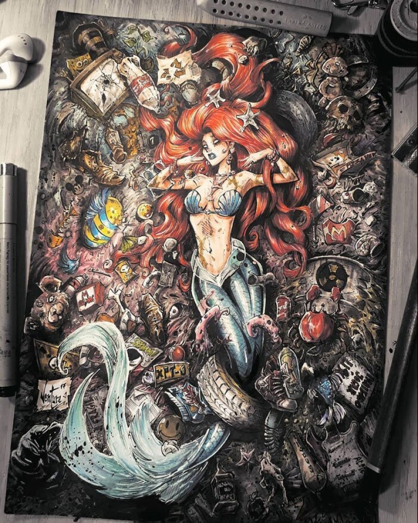 En el lado oscuro: Marcelo Ventura y sus dibujos de los personajes de la cultura pop en un oscuro estilo comic