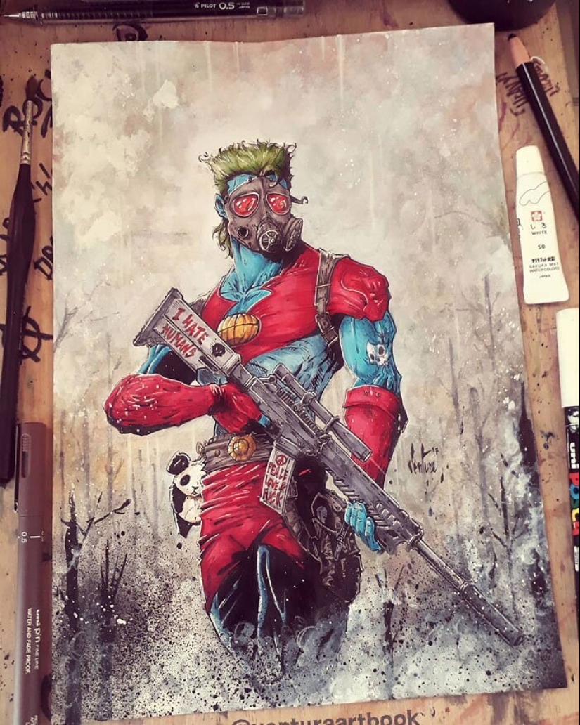 En el lado oscuro: Marcelo Ventura y sus dibujos de los personajes de la cultura pop en un oscuro estilo comic