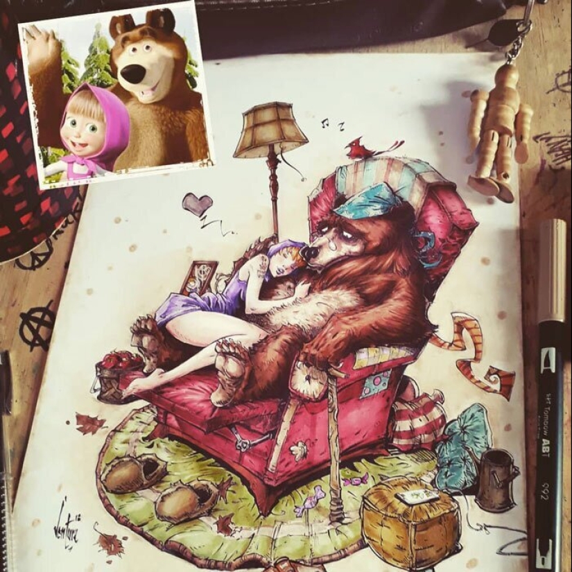 En el lado oscuro: Marcelo Ventura y sus dibujos de los personajes de la cultura pop en un oscuro estilo comic