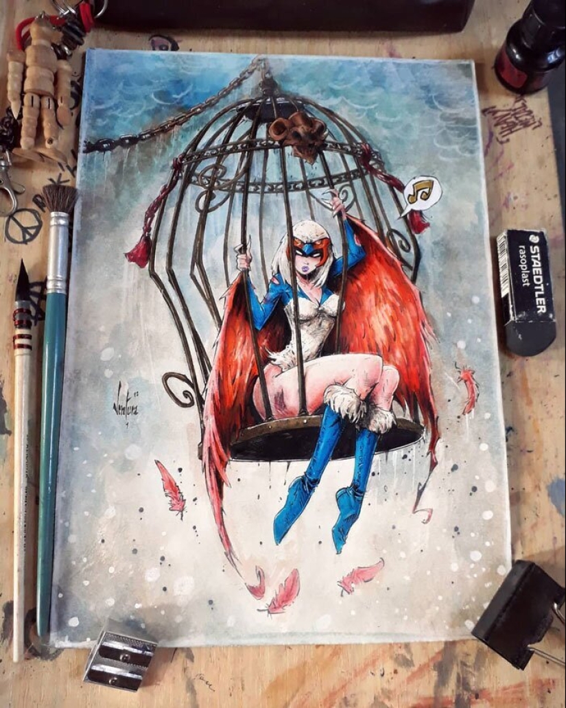 En el lado oscuro: Marcelo Ventura y sus dibujos de los personajes de la cultura pop en un oscuro estilo comic