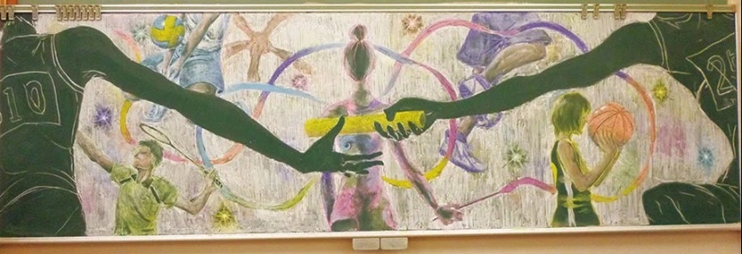 Escolares japoneses crean dibujos increíblemente hermosos en tableros escolares Escolares japoneses crean dibujos increíblemente hermosos en tableros escolares