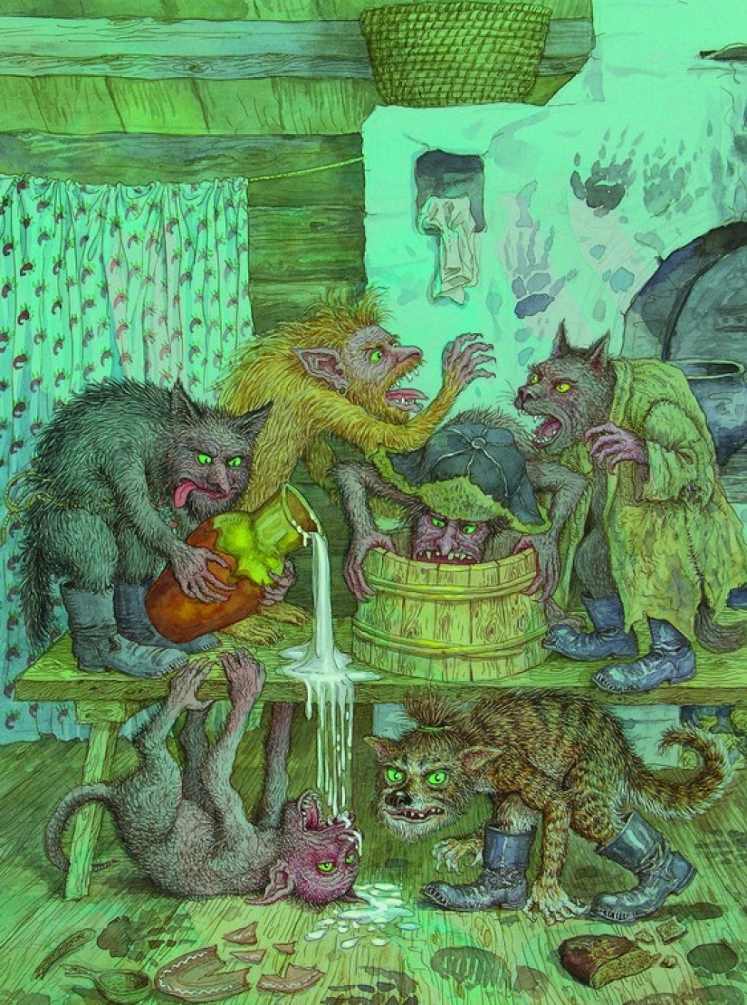 Espíritus malignos eslavos malos y buenos en las pinturas de Valery Slauk