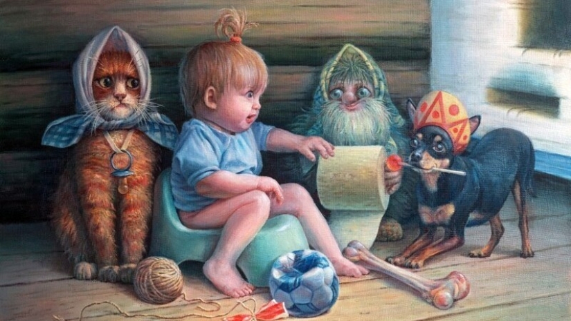 Everyday life of brownies in kind and funny pictures by Vyacheslav Alatyrsky